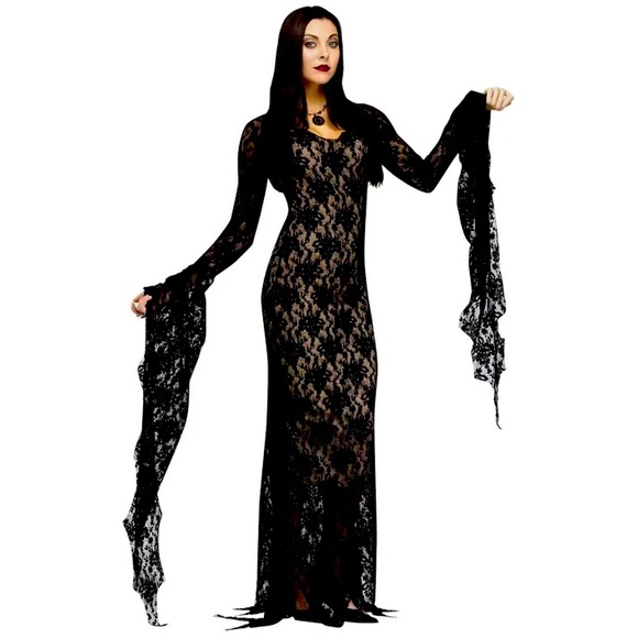 Diamond Fun World Dresses & Skirts - Lace Morticia Dress - Womens Costume & long black wig